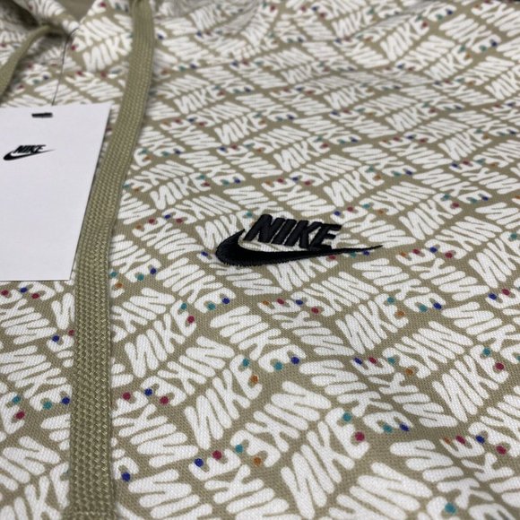 Nike Essentials AOP Fleece Men's Sizes Hoodie Limestone DM6911-250 - Picture 3 of 7